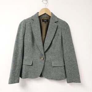 Talbots 4P 4 Petite Blazer Jacket Heathered Green-Gray Lined Womens Wool Blend
